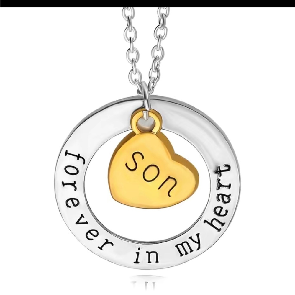 💜5/$25 Forever in my heart Son Necklace